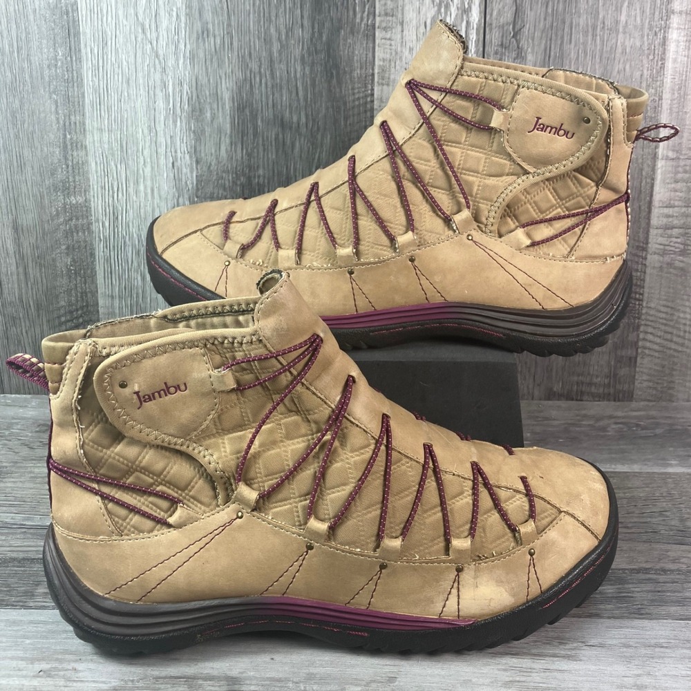 Jambu Spirit Bootie Vegan Tan Burgundy Ankle Boots WJ17SBV04 Womens 8.5M